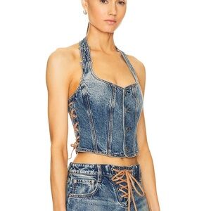 GRLFRND Blue Denim Crop Top